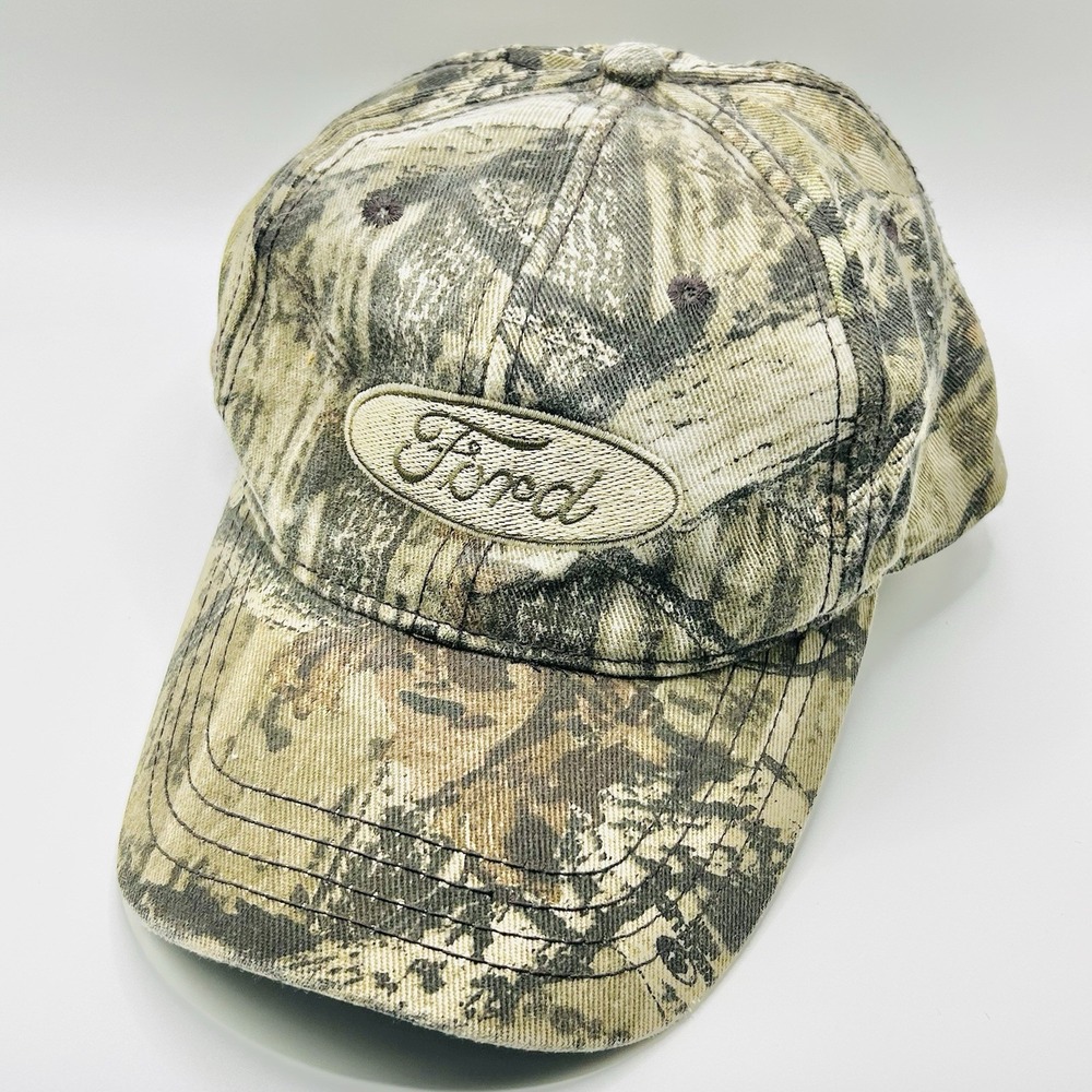 Ford Motor Company Logo Camo Hat Cap Adjustable Strapback Brown Outdoors Casual